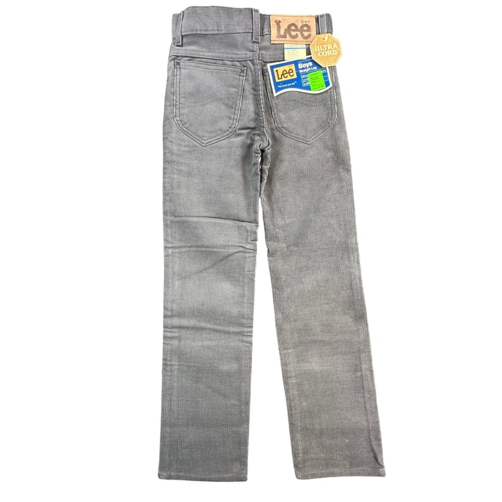 Lee Vintage 70s 80s Corduroy Pants Boys 10 Slim Black Cotton Blend USA NOS